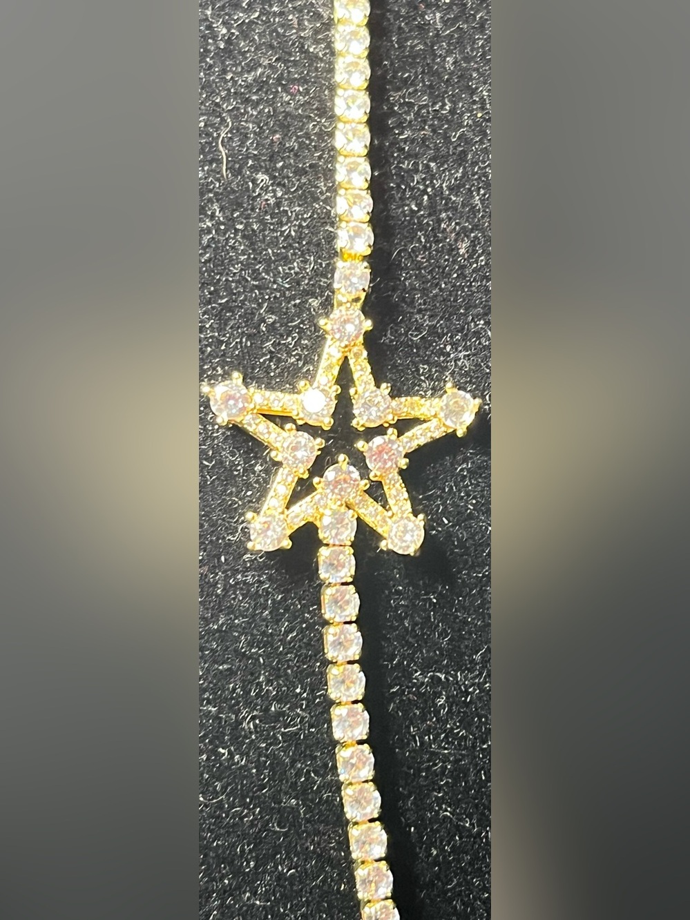 Gold Tone Star Tennis Bracelet With AA Quality CZs NWOT